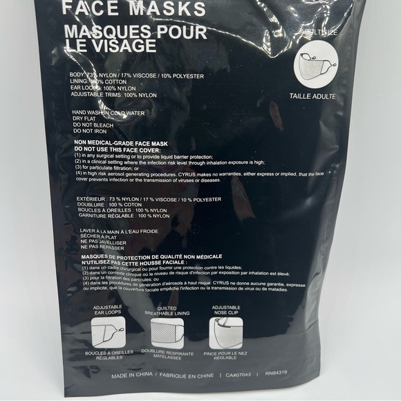 NEW Cyrus Houndstooth Checkered Fur Face Mask Adult Size w/ Nose Clip - Picture 3 of 5